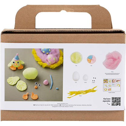 Mini Craft Kit Modelling, Easter Family, light blue, orange, pastel pink, light yellow, 1 pack