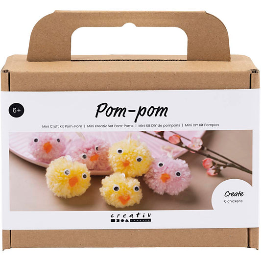 Mini Craft Kit Pompom, Chicks, assorted colours, 1 pack