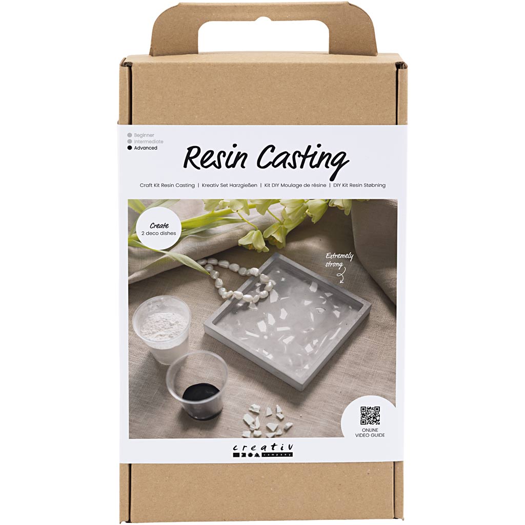 Craft Kit Resin Casting, Square Tray with Terrazzo, black, white