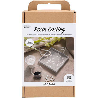 Craft Kit Resin Casting, Square Tray with Terrazzo, black, white
