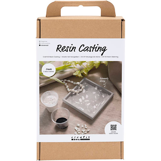 Craft Kit Resin Casting, Square Tray with Terrazzo, black, white