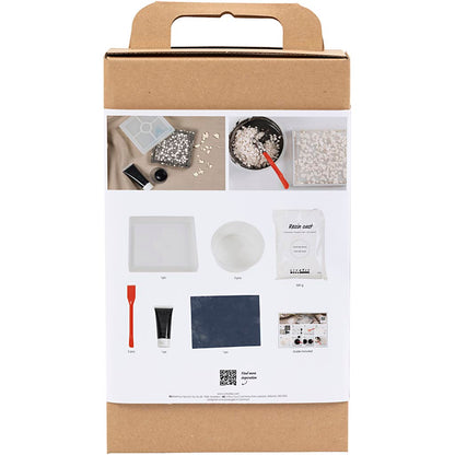 Craft Kit Resin Casting, Square Tray with Terrazzo, black, white