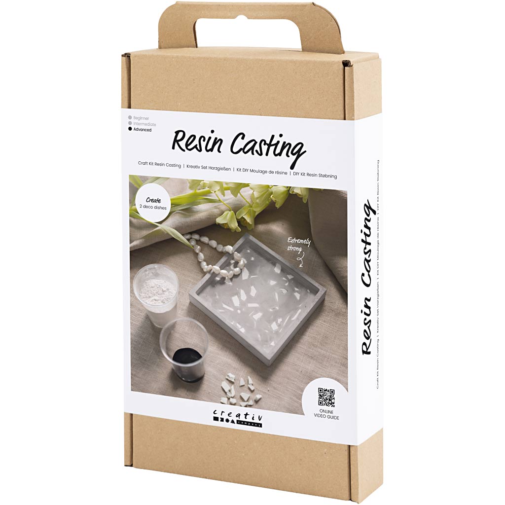 Craft Kit Resin Casting, Square Tray with Terrazzo, black, white