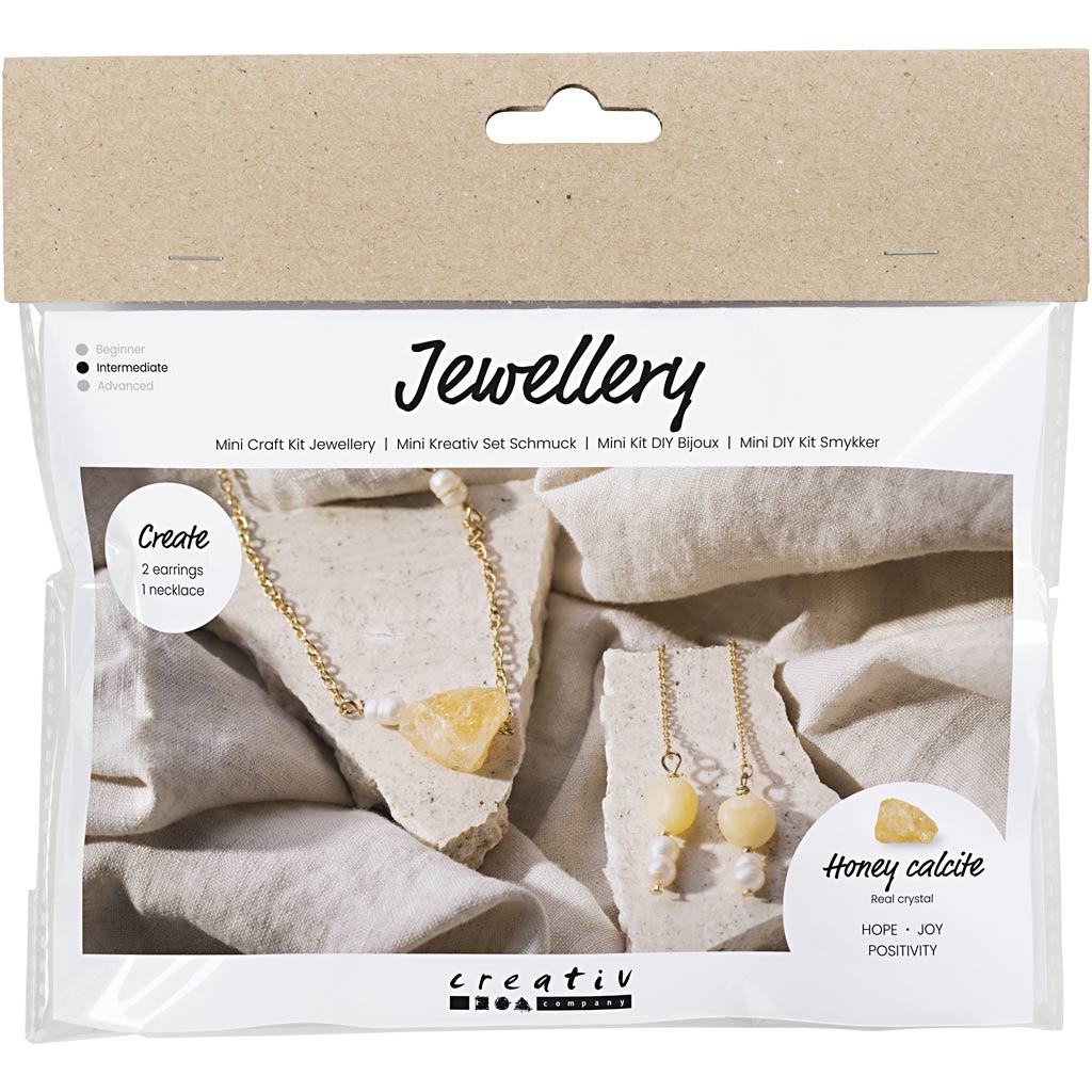 Mini Craft Kit Jewellery, Honey Calcite Necklace and Earrings