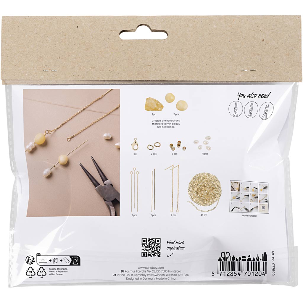 Mini Craft Kit Jewellery, Honey Calcite Necklace and Earrings