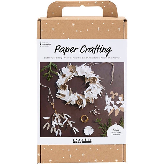 Craft Kit Paper Crafting, Wreath, white, light natural