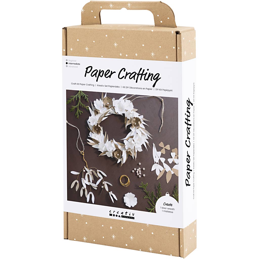 Craft Kit Paper Crafting, Wreath, white, light natural