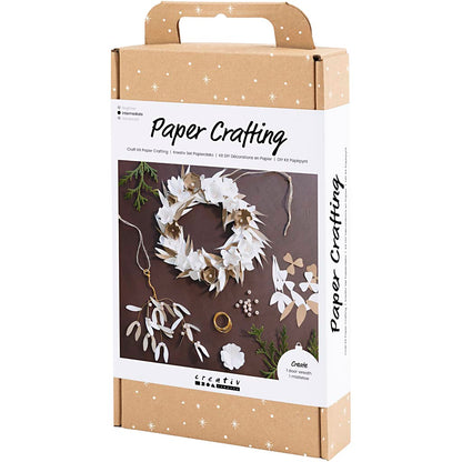 Craft Kit Paper Crafting, Wreath, white, light natural