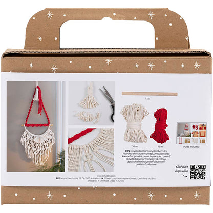 Mini Craft Kit Macramé, Santa Claus, christmas red, off-white