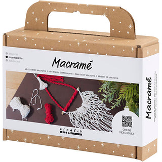Mini Craft Kit Macramé, Santa Claus, christmas red, off-white
