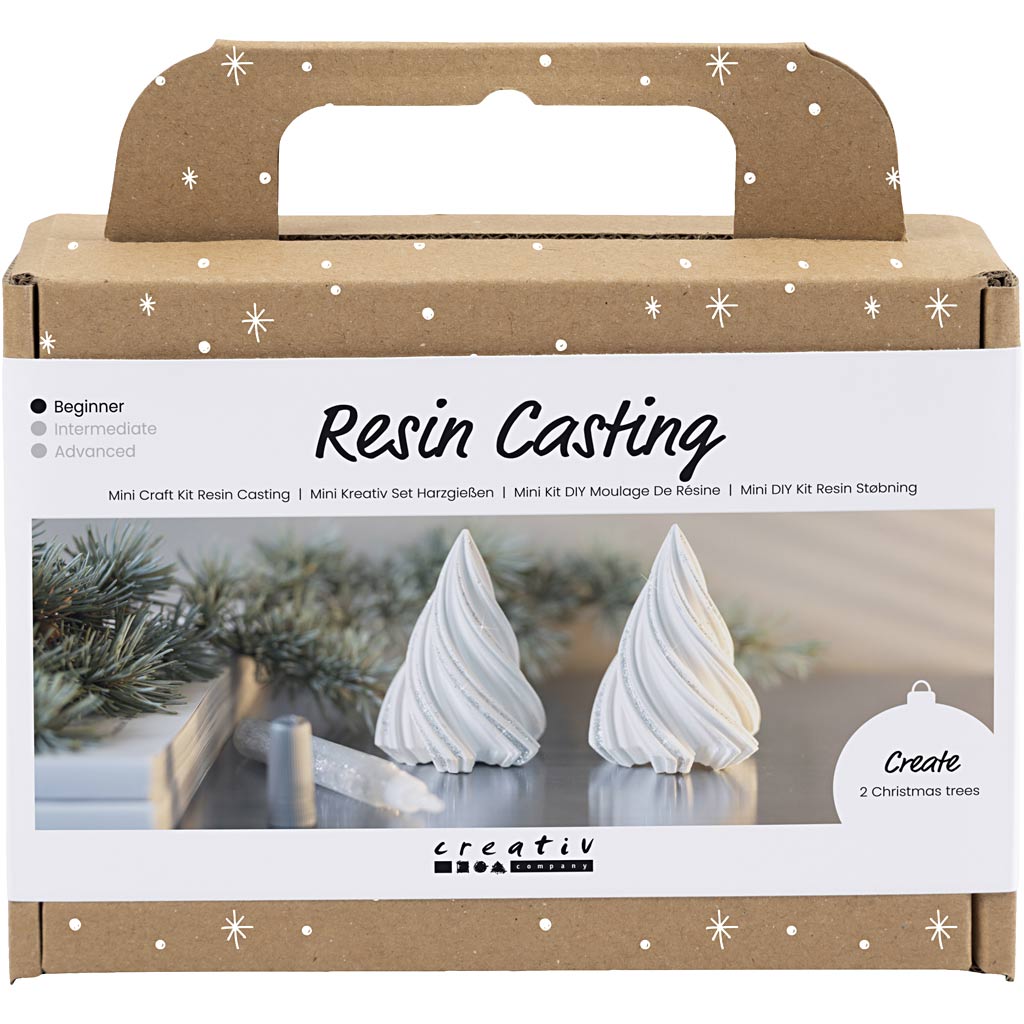 Mini Craft Kit Resin Casting, Christmas trees, white