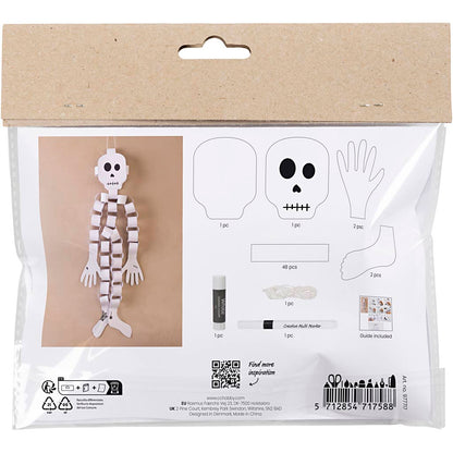 Mini Craft Kit Paper Decorations, Skeleton, black/white, 1 pack