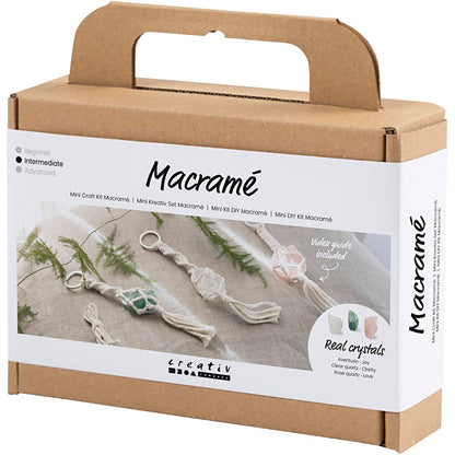 Mini Craft Kit Macramé, Key rings, matt transparent, dusty green, dusty rose, light natural