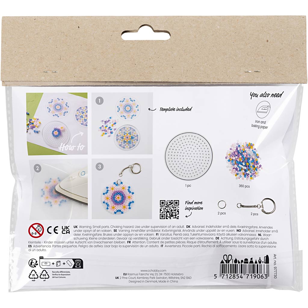 Mini Craft Kit Fuse Beads, Charms/bag decorations, assorted colours, 1 pack