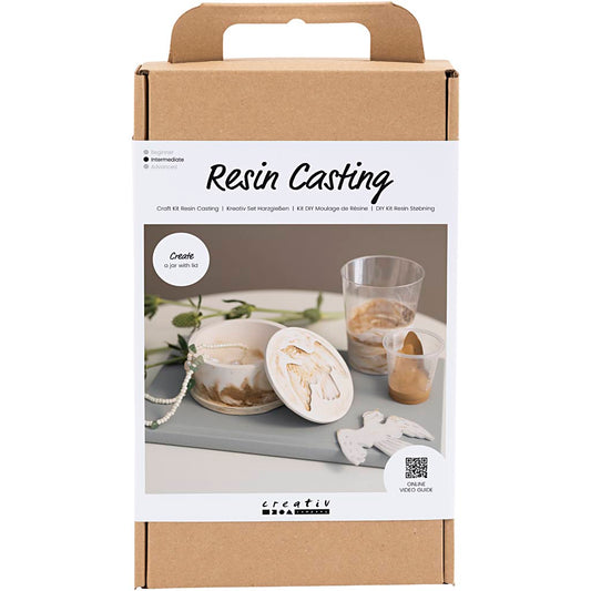Craft Kit Resin Casting, Jar with lid, beige, off white