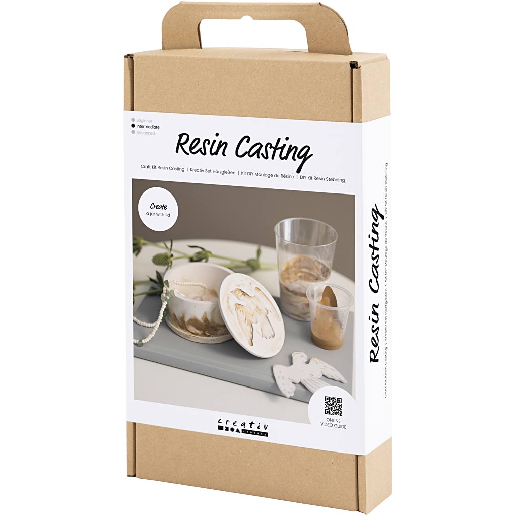 Craft Kit Resin Casting, Jar with lid, beige, off white
