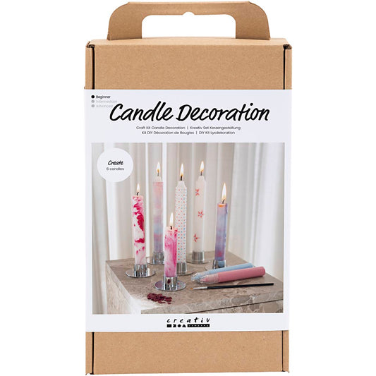 Craft Kit Candle Decorating, Decorated taper candles, white