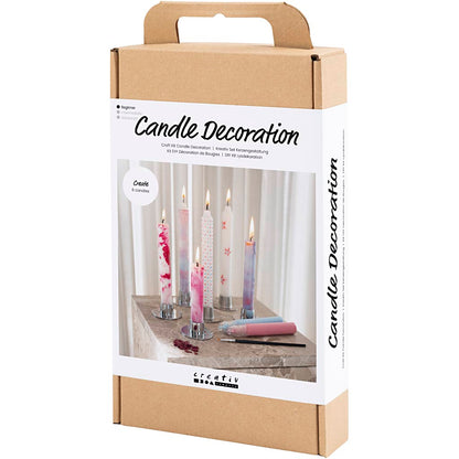 Craft Kit Candle Decorating, Decorated taper candles, white