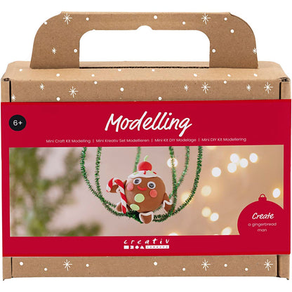 Mini Craft Kit Modelling, Gingerbread man, assorted colours, 1 pack