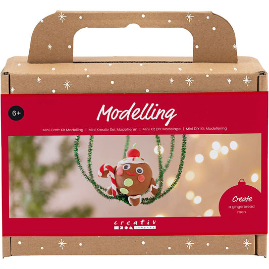Mini Craft Kit Modelling, Gingerbread man, assorted colours, 1 pack
