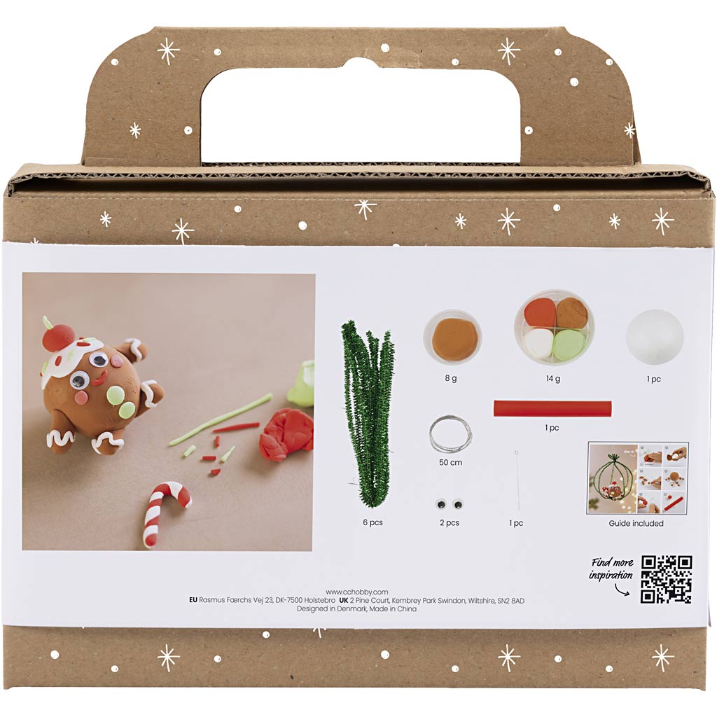 Mini Craft Kit Modelling, Gingerbread man, assorted colours, 1 pack