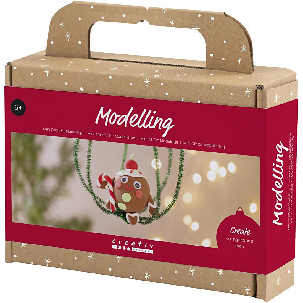 Mini Craft Kit Modelling, Gingerbread man, assorted colours, 1 pack
