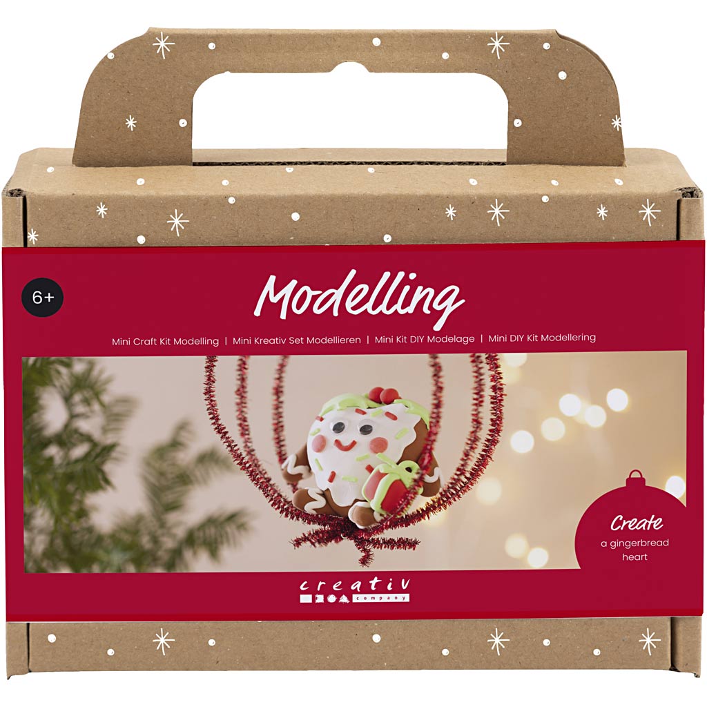 Mini Craft Kit Modelling, Heart-shaped Christmas figure, assorted colours, 1 pack