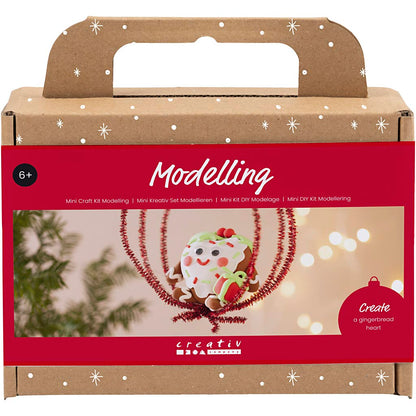 Mini Craft Kit Modelling, Heart-shaped Christmas figure, assorted colours, 1 pack