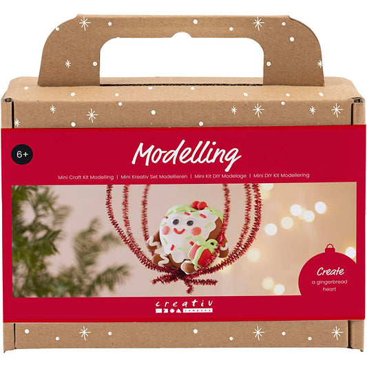 Mini Craft Kit Modelling, Heart-shaped Christmas figure, assorted colours, 1 pack
