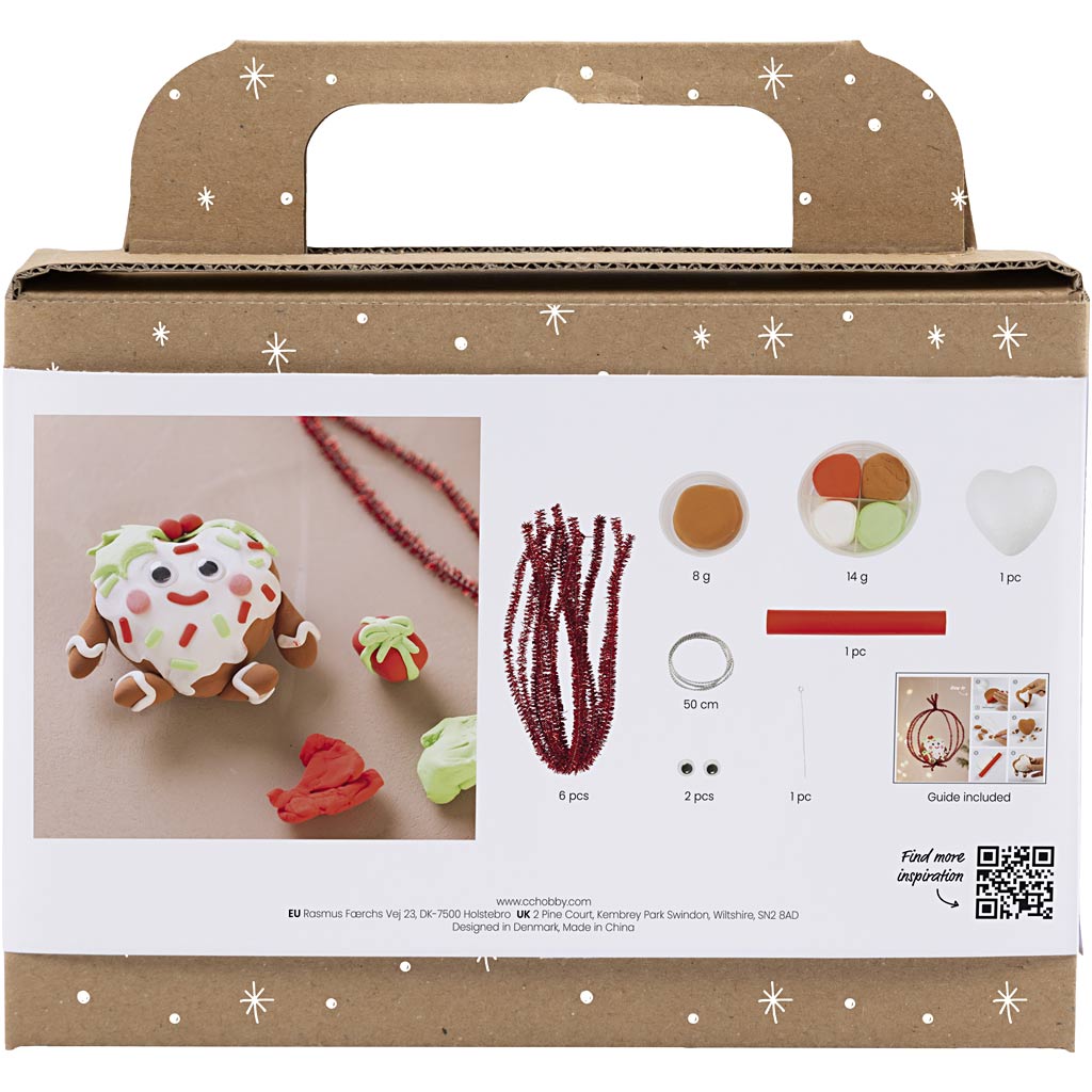 Mini Craft Kit Modelling, Heart-shaped Christmas figure, assorted colours, 1 pack