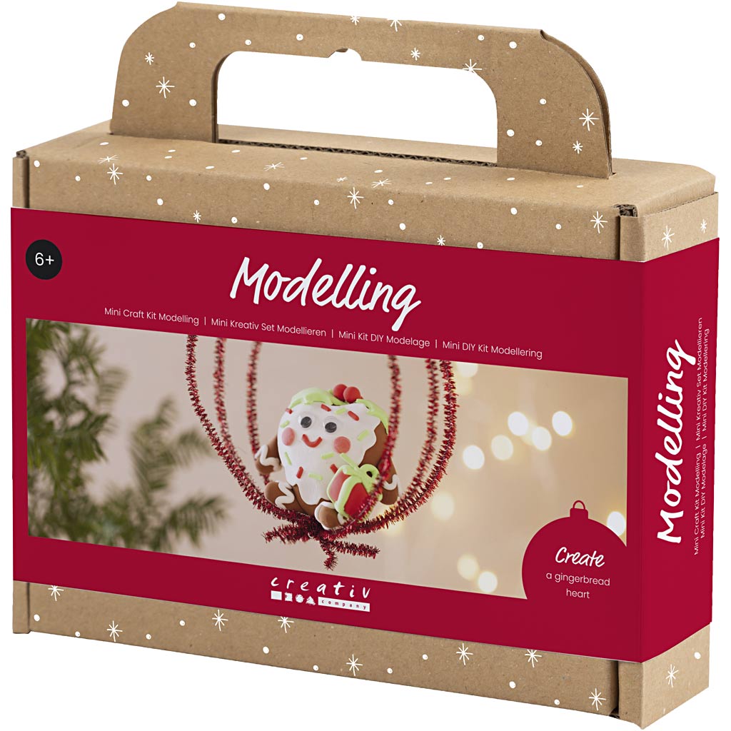 Mini Craft Kit Modelling, Heart-shaped Christmas figure, assorted colours, 1 pack