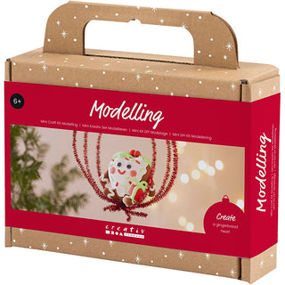 Mini Craft Kit Modelling, Heart-shaped Christmas figure, assorted colours, 1 pack