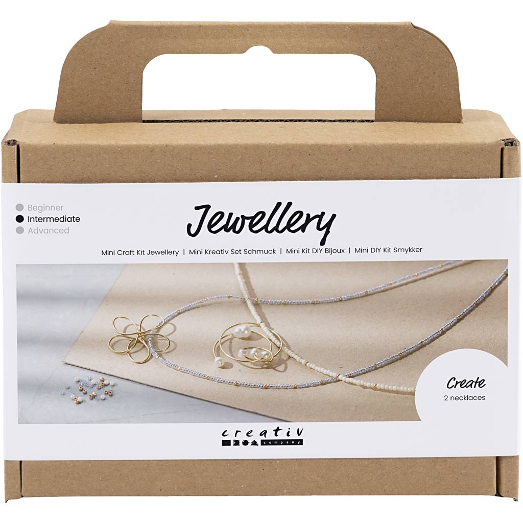 Mini Craft Kit Jewellery, Necklace with wire pendant, gold-plated