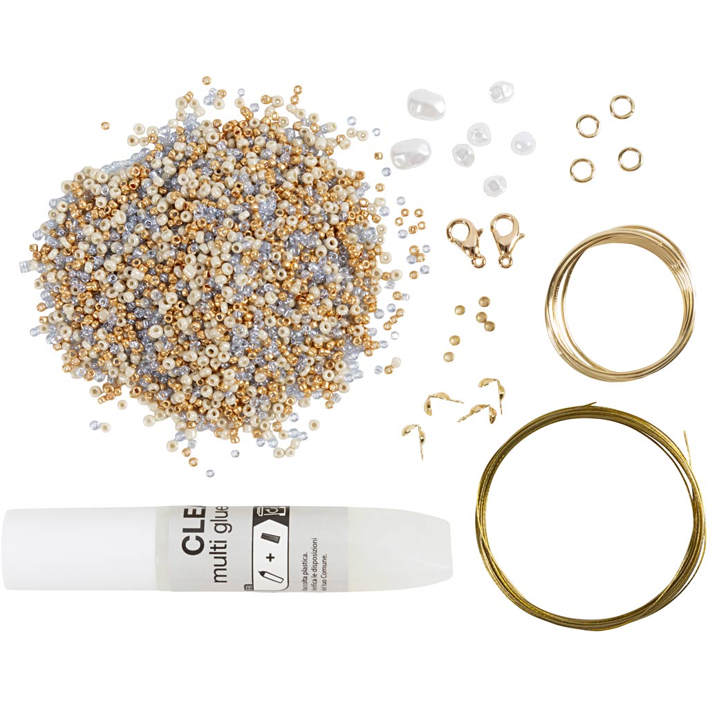 Mini Craft Kit Jewellery, Necklace with wire pendant, gold-plated
