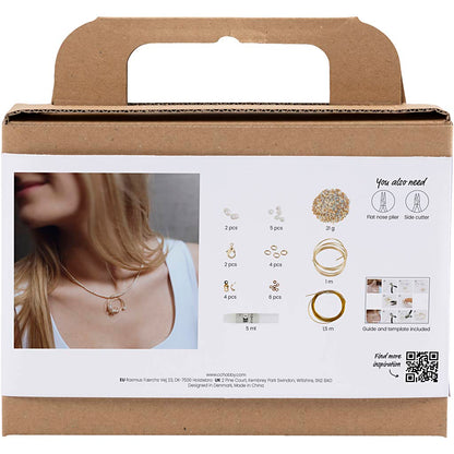 Mini Craft Kit Jewellery, Necklace with wire pendant, gold-plated