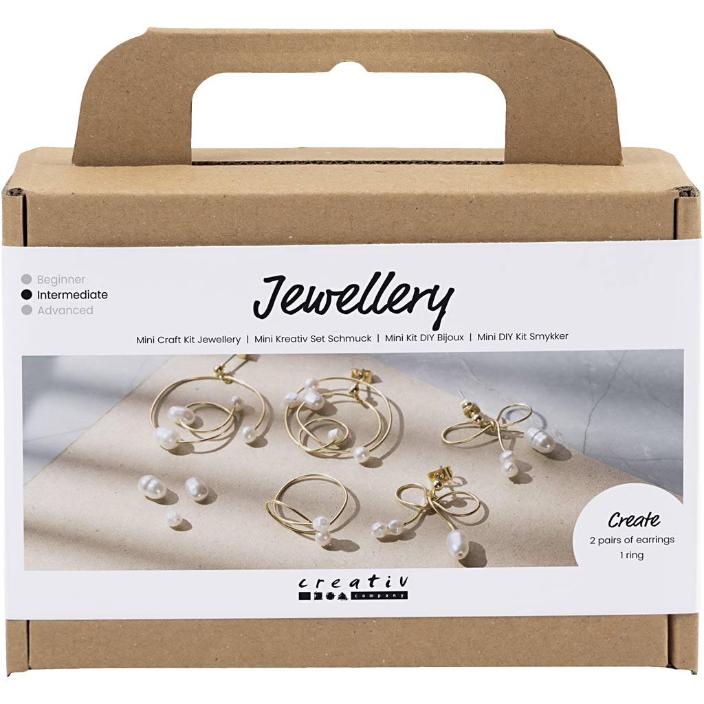 Mini Craft Kit Jewellery, Wire earrings, gold-plated
