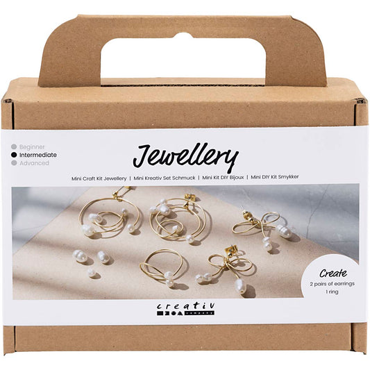 Mini Craft Kit Jewellery, Wire earrings, gold-plated