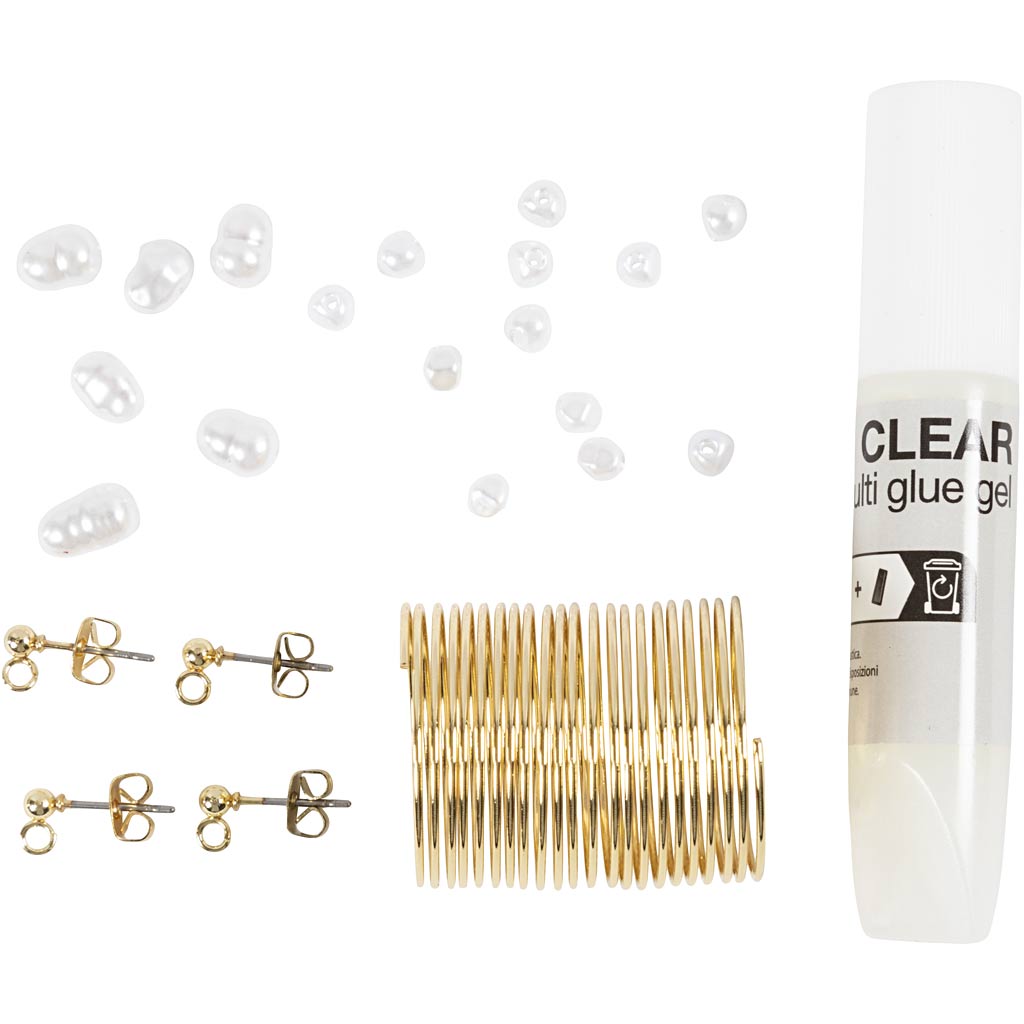 Mini Craft Kit Jewellery, Wire earrings, gold-plated