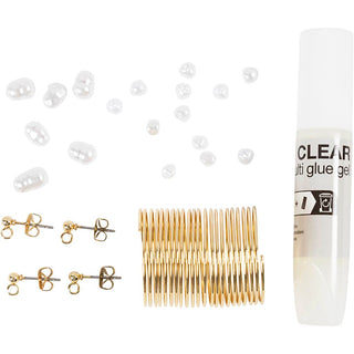 Mini Craft Kit Jewellery, Wire earrings, gold-plated