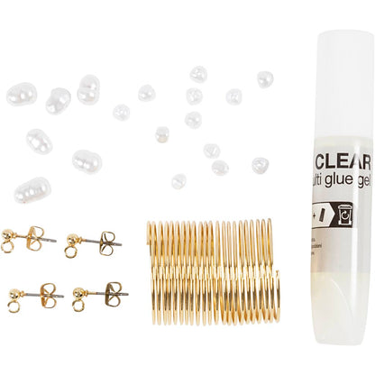 Mini Craft Kit Jewellery, Wire earrings, gold-plated