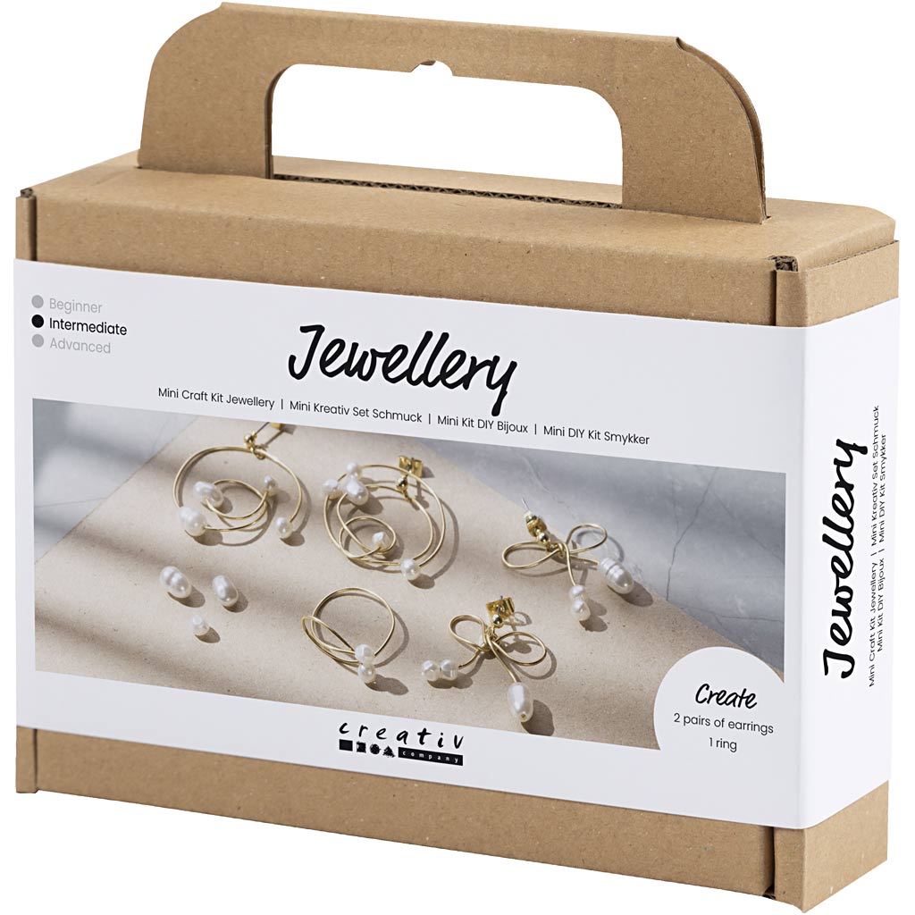 Mini Craft Kit Jewellery, Wire earrings, gold-plated