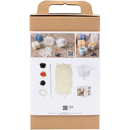 Craft Kit Candle Making, Bubble soy candle, warm beige, light blue, cream