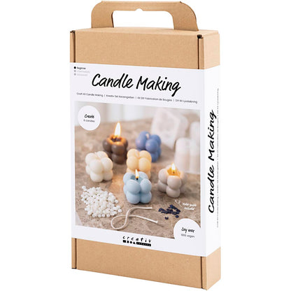 Craft Kit Candle Making, Bubble soy candle, warm beige, light blue, cream