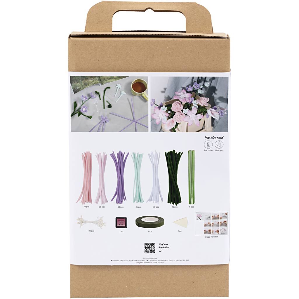 Craft Kit Pipe Cleaner Flowers, Flowers, pastel colours