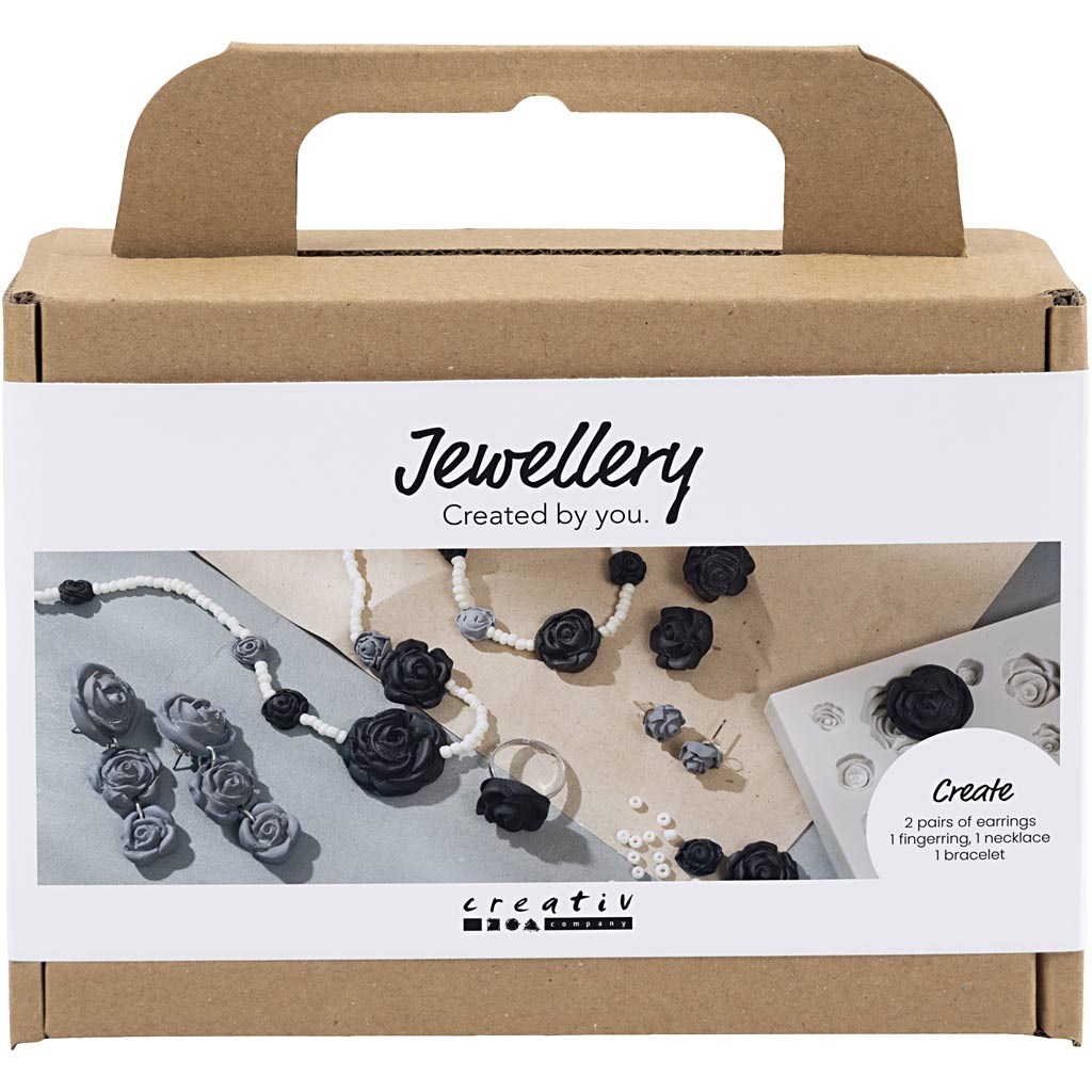 Mini Craft Kit Jewellery, Roses, black, black/white, white