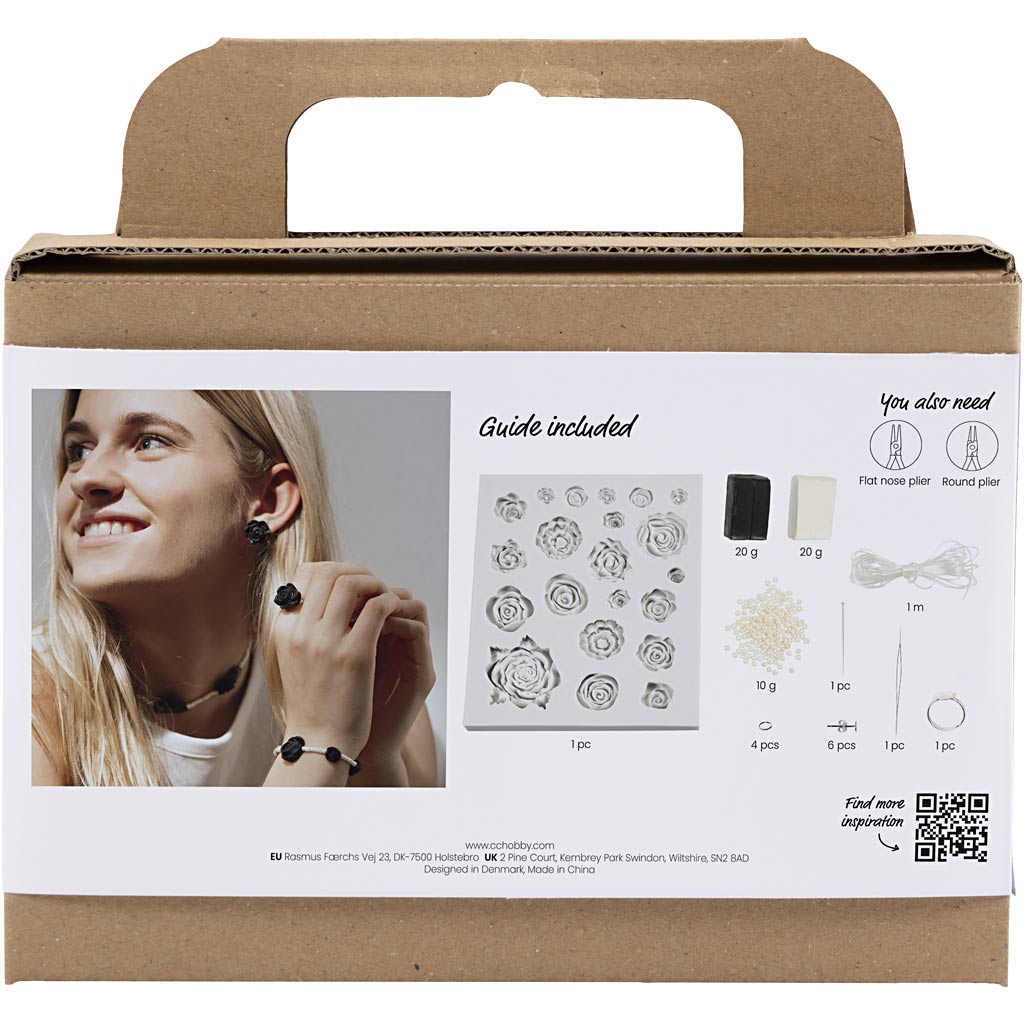 Mini Craft Kit Jewellery, Roses, black, black/white, white
