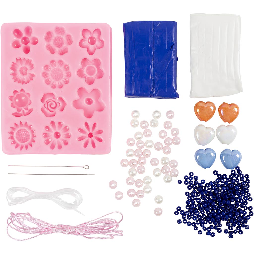 Mini Craft Kit Jewellery, Flowers, assorted colours, 1 pack