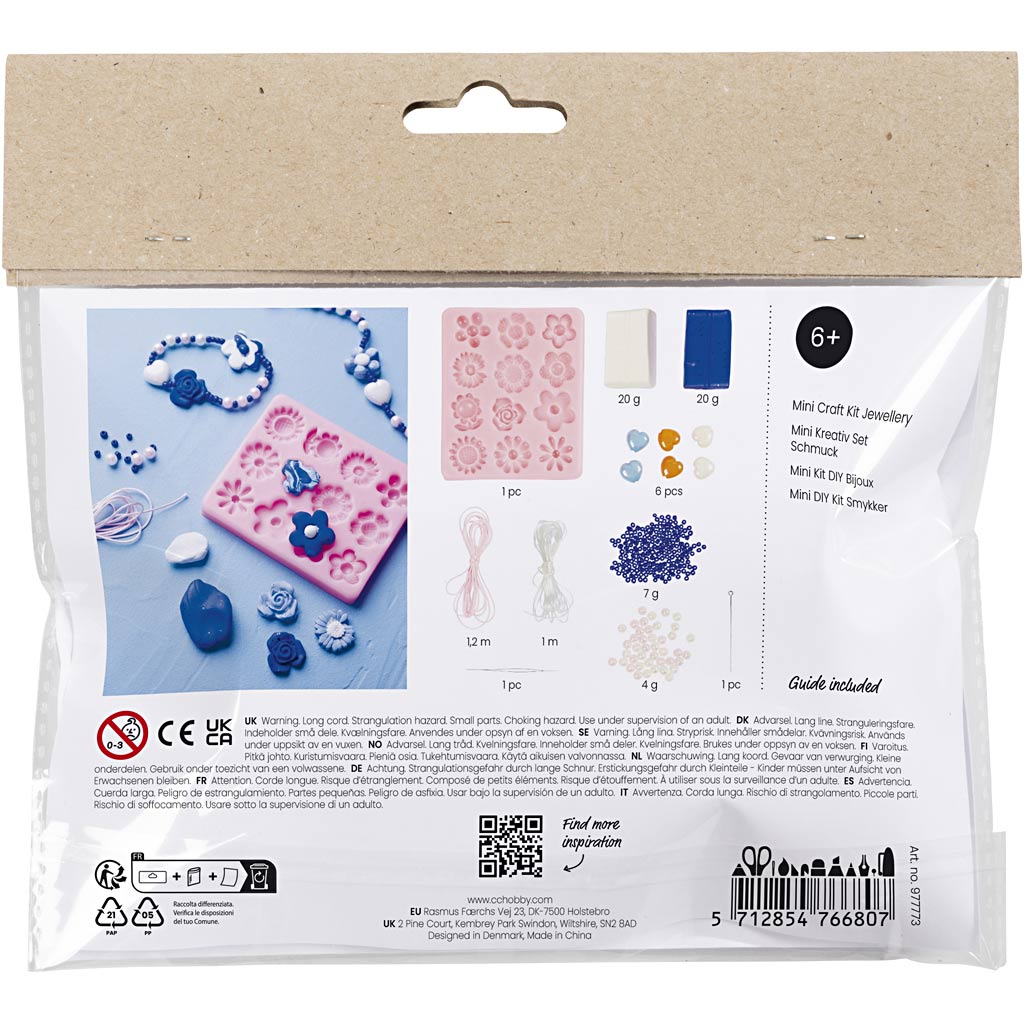 Mini Craft Kit Jewellery, Flowers, assorted colours, 1 pack
