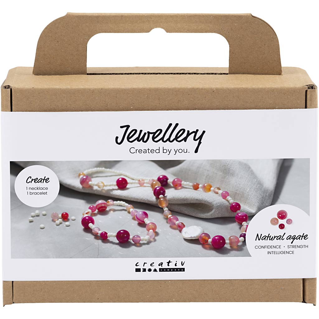 Mini Craft Kit Jewellery, Necklace and bracelet, pink