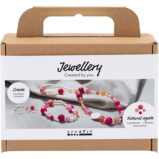 Mini Craft Kit Jewellery, Necklace and bracelet, pink